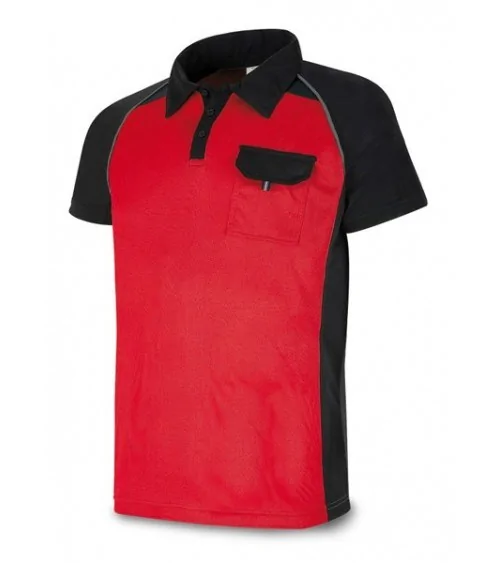 POLO VESTUARIO MANGA CORTA NEGRO/ROJO