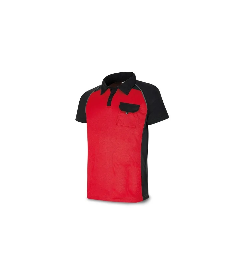 POLO VESTUARIO MANGA CORTA NEGRO/ROJO