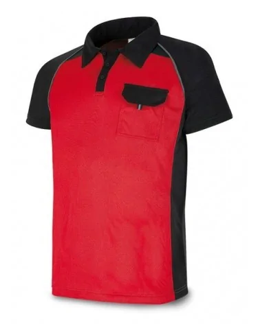 POLO VESTUARIO MANGA CORTA NEGRO/ROJO