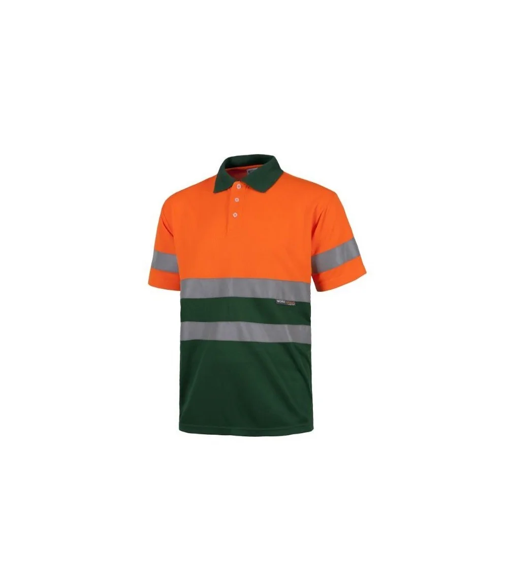 POLO ALTA VISIBILIDAD BICOLOR MANGA CORTA NARANJA