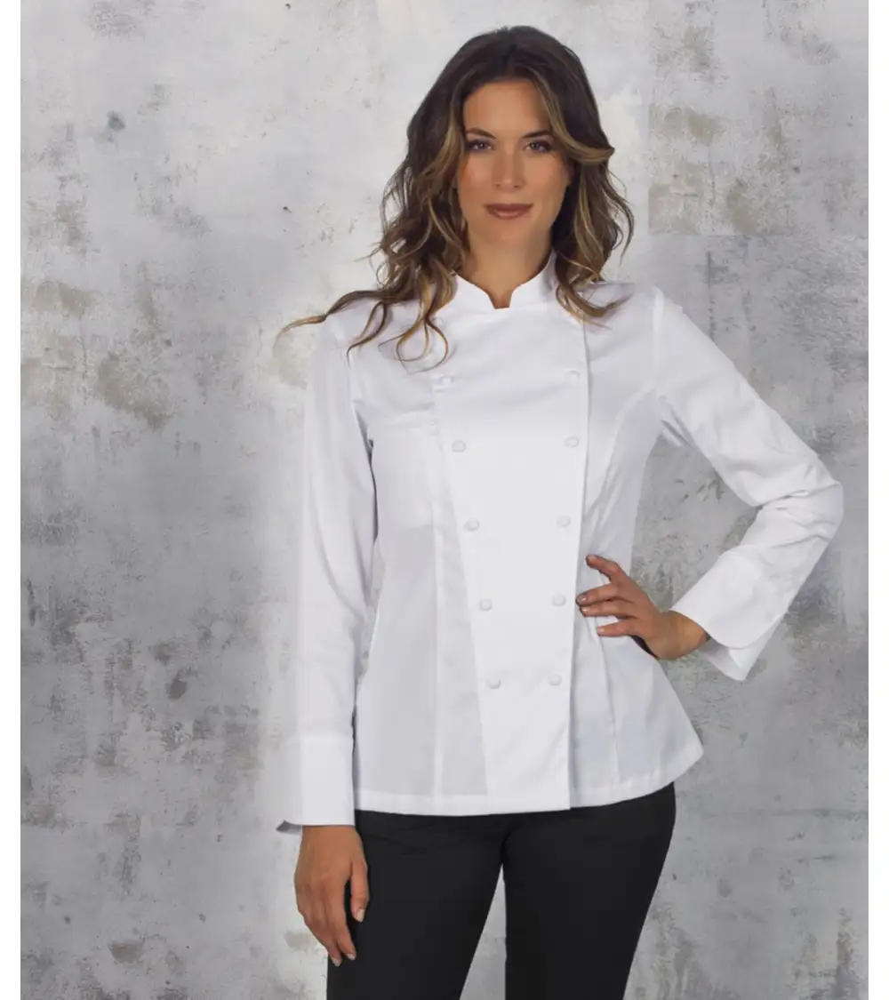 CHAQUETA COCINA MUJER CUELLO MAO