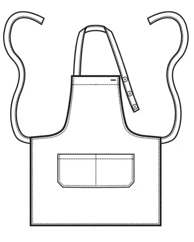 DELANTAL DE PETO RESISTENTE PARA HOSTELERÍA Diagrama
