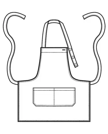 DELANTAL DE PETO CORTO RESISTENTE PARA HOSTELERÍA diagrama