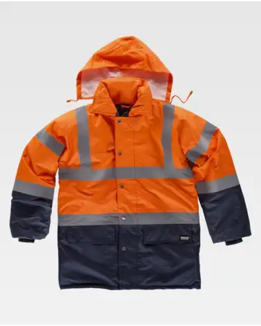 PARKA BICOLOR ALTA VISIBILIDAD IMPERMEABLE NARANJA FRENTE