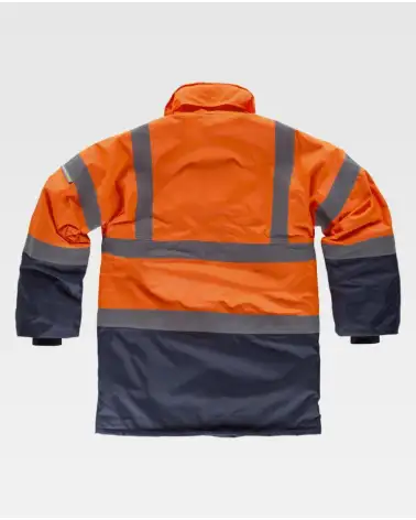 PARKA BICOLOR ALTA VISIBILIDAD IMPERMEABLE NARANJA ESPALDA