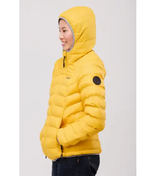 CHAQUETA CON CAPUCHA Y RELLENO SOSTENIBLE MUJER amarillo capucha