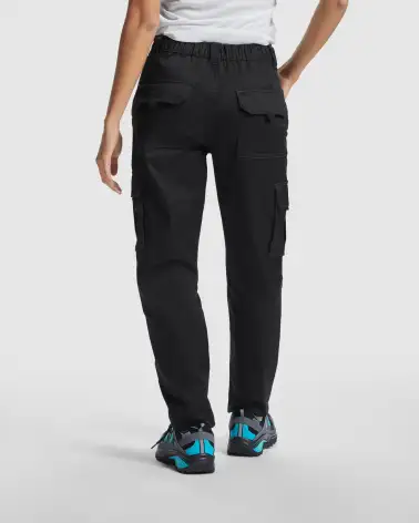 PANTALON DE MUJER MULTIBOLSILLOS ELÁSTICO NEGRO ATRÁS