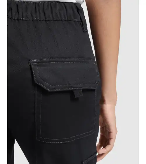 PANTALON DE MUJER MULTIBOLSILLOS ELÁSTICO NEGRO