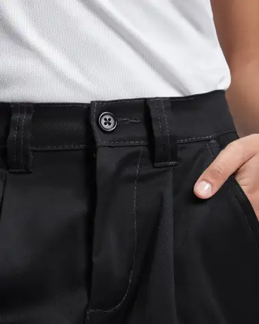 PANTALON DE MUJER MULTIBOLSILLOS ELÁSTICO NEGRO DETALLE CIERRE