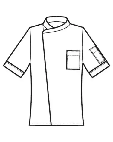 CHAQUETA COCINA MANGA CORTA ALGODÓN LINO DIAGRAMA FRENTE