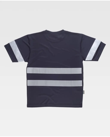 CAMISETA MANGA CORTA CINTAS REFLECTANTES AZULMARINO ESPALDA