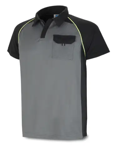 POLO VESTUARIO MANGA CORTA NEGRO/GRIS