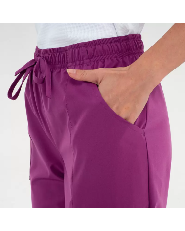 PANTALON SANIARIO MICROFIBRA CON CORDON MORADO DETALLE BOLSILLO